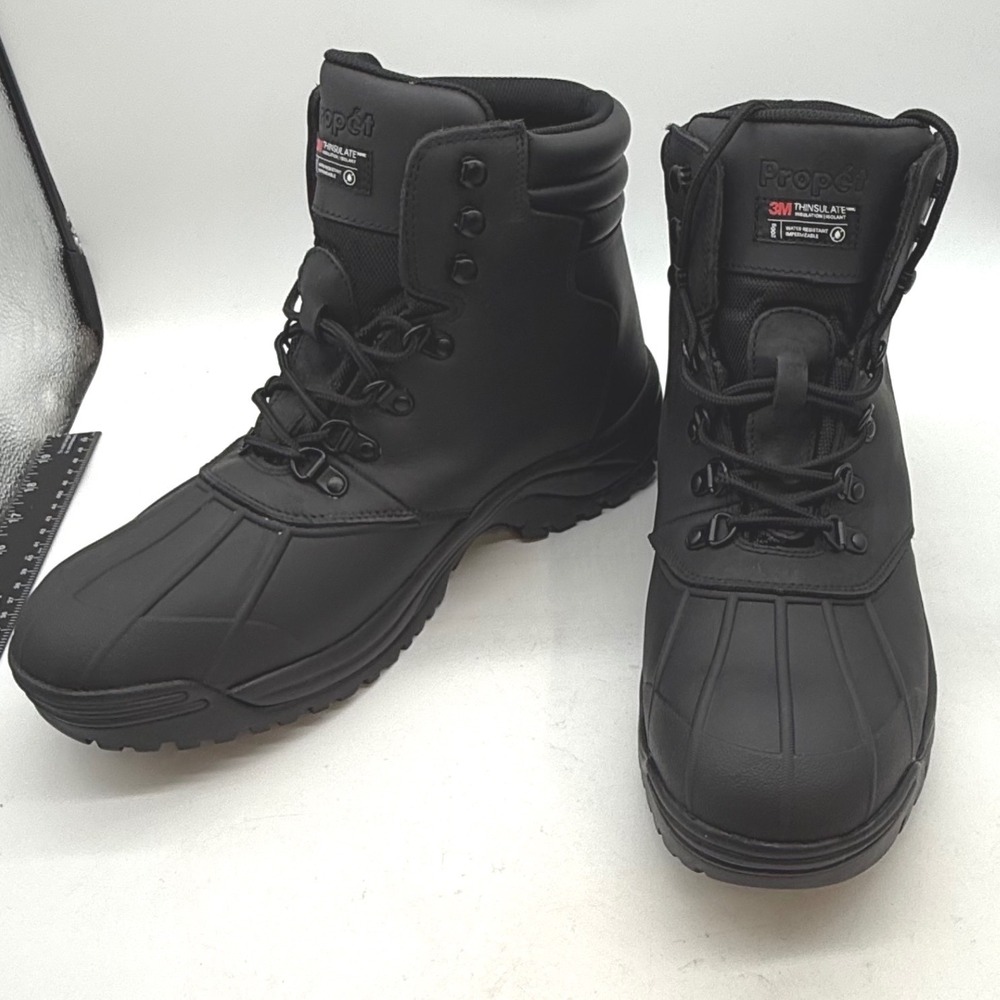 Propet M3789 Mens Black Leather 3M Thinsulate Water Resistant Boots 14 X 3E